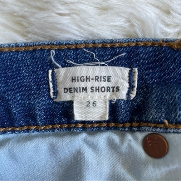 Madewell Shorts High-Rise Denim Jean Cutoffs in Glenoaks Wash Medium Wash 26 - Picture 9 of 14